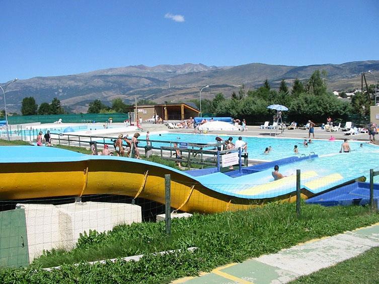 Err aquatic centre in the Pyrenees Orientales with a magnificent mountain backdrop