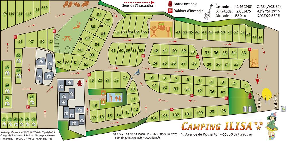 Map of the 3-star Campsite Ilisa near Font-Romeu